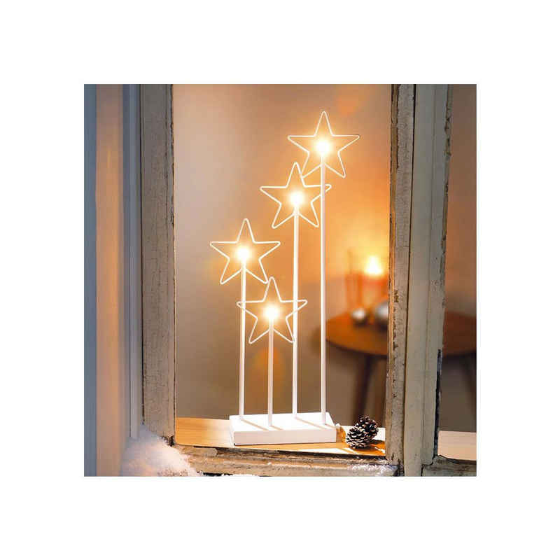 Home-trends24.de LED Dekoobjekt LED Leuchtdeko Stern Beleuchtung Weihnachten Tisch Deko Timer, LED fest integriert, Warmweiß