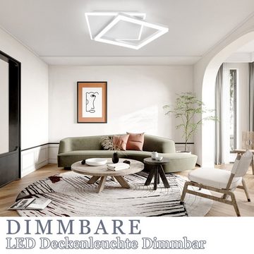 Nettlife LED Deckenleuchte Wohnzimmer Dimmbar Schwarz 42W Modern Eckig Acryl Deckenbeleuchtung, Dimmbar Mit Fernbedienung, LED fest integriert, Warmweiß, Neutralweiß, Kaltweiß, Wohnzimmer Schlafzimmer