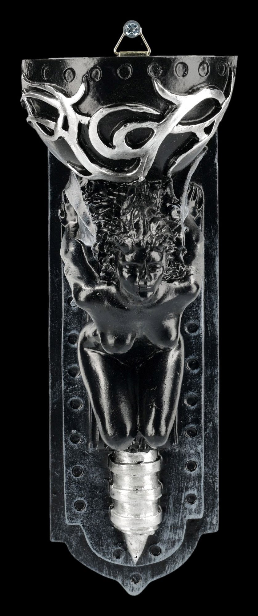 Figuren Shop GmbH Wanddekoobjekt Dämonin Figur – Wandkerzenhalter Gothic Deko Skulptur 21 cm Wanddeko