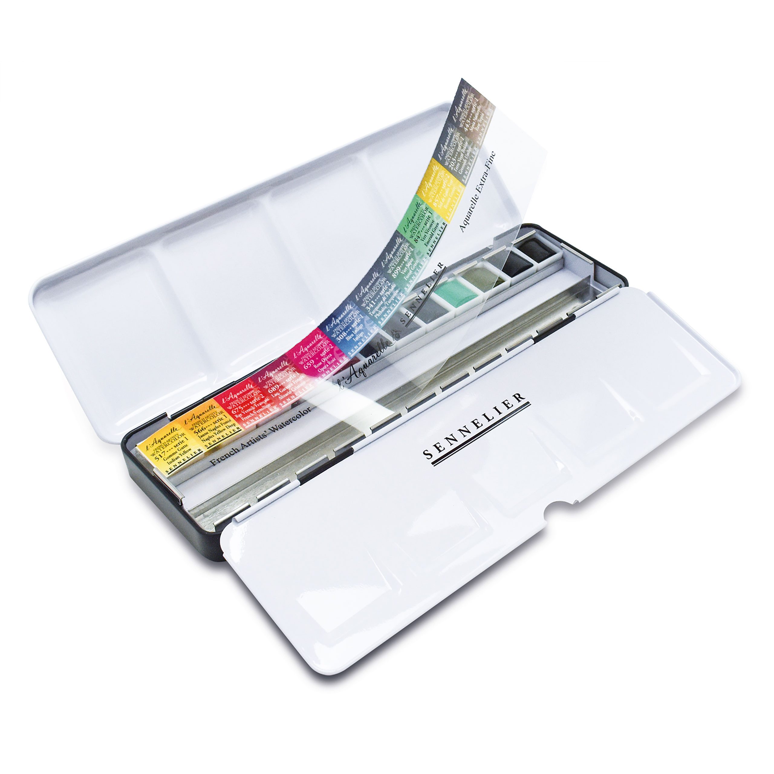 SENNELIER Aquarellfarbe Aquarellfarbe - Set mit 12 halben Naepfchen N131613 Metallkasten