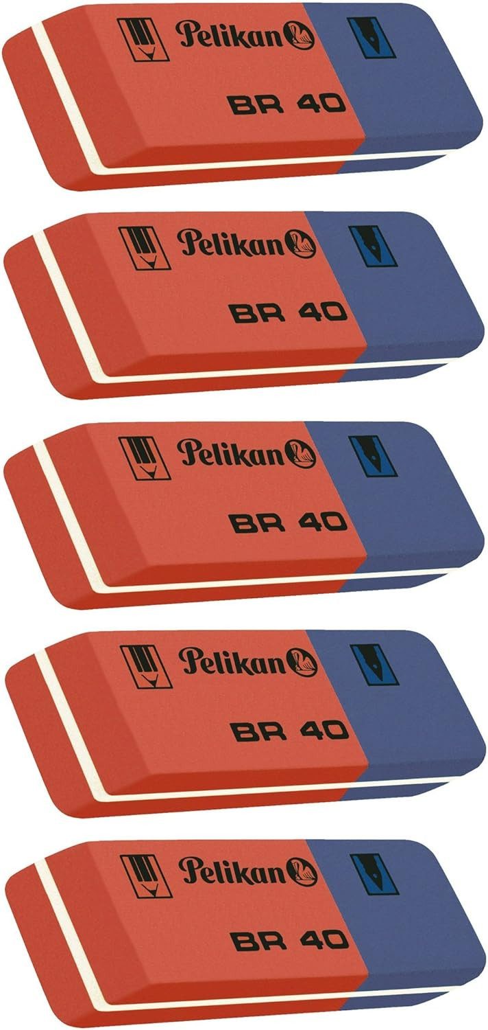 Radiergummi Radierer aus Kautschuk, blau/rot, 5er Set