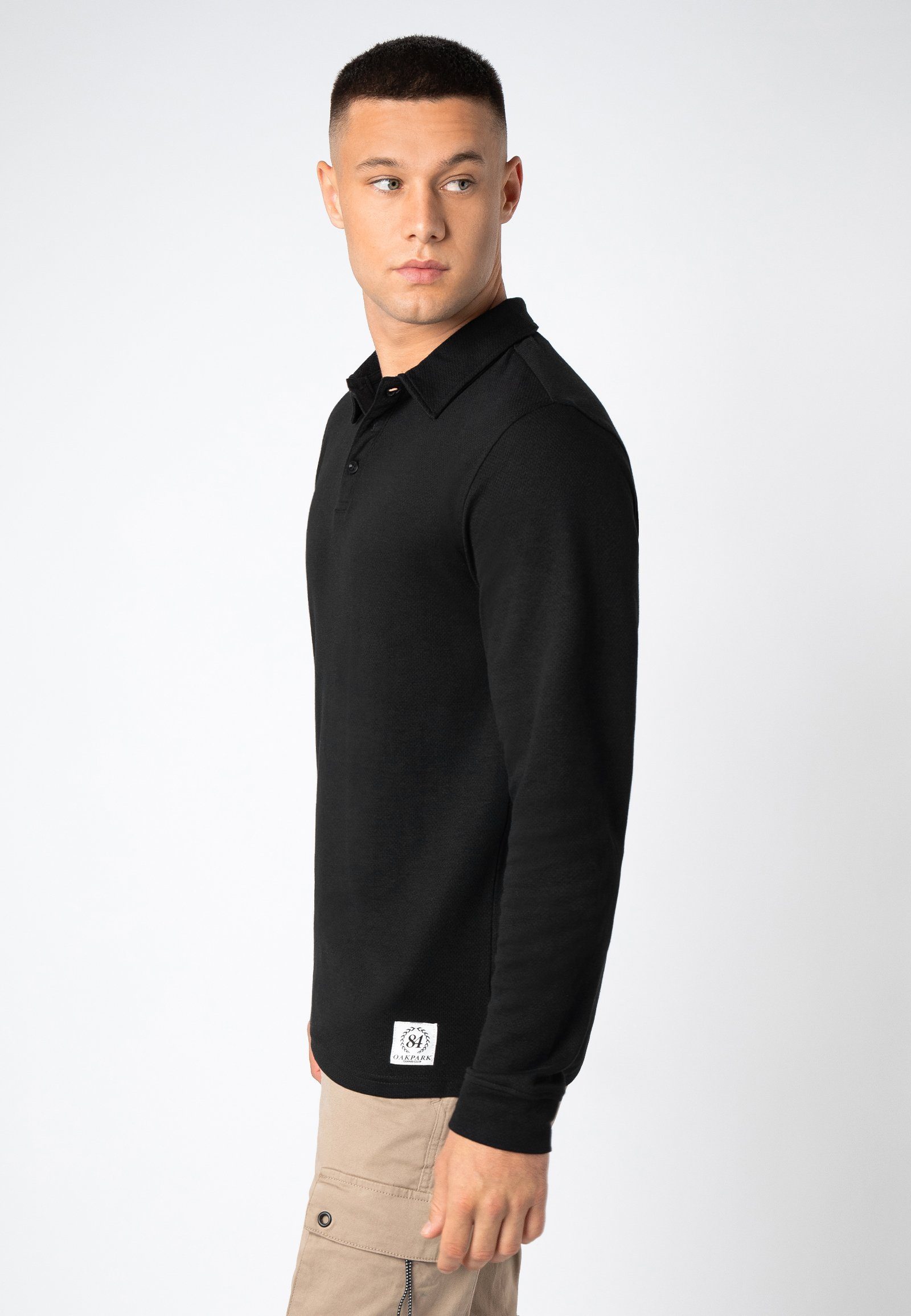 SUBLEVEL Longsleeve Langarm Poloshirt black