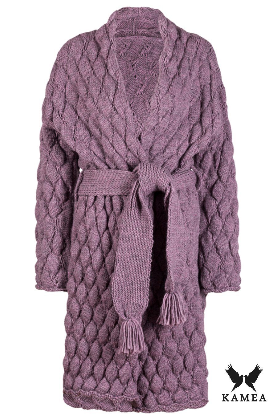 Die weiche Kamea Cardigan strukturiertem Longstrickjacke mit Muster