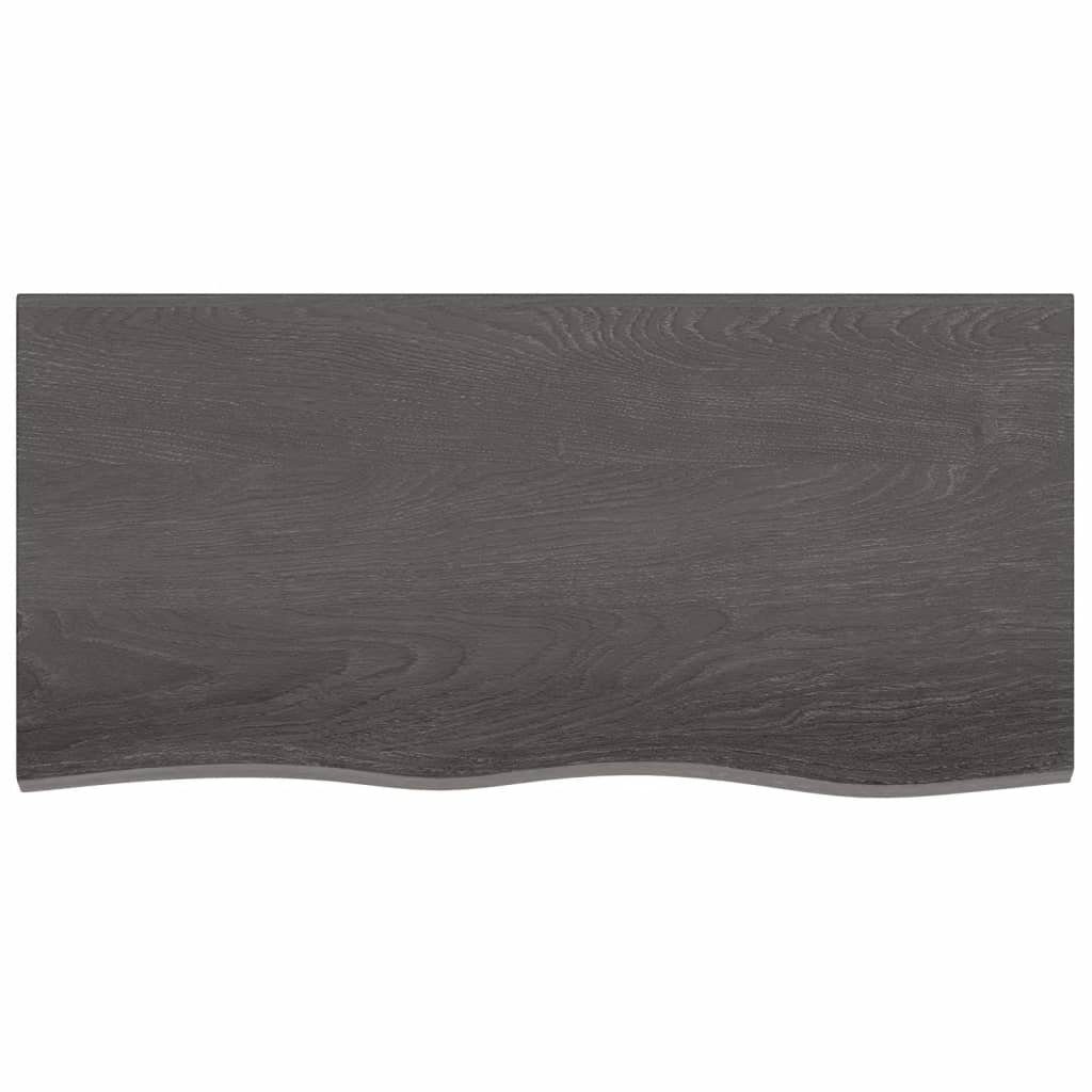 Dunkelgrau Tischplatte 100x50x2 Behandelt cm Eiche furnicato Massivholz