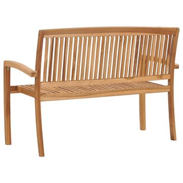 vidaXL Gartenbank Gartenbank 2-Sitzer Stapelbar 128,5 cm Massivholz Teak (1-St)