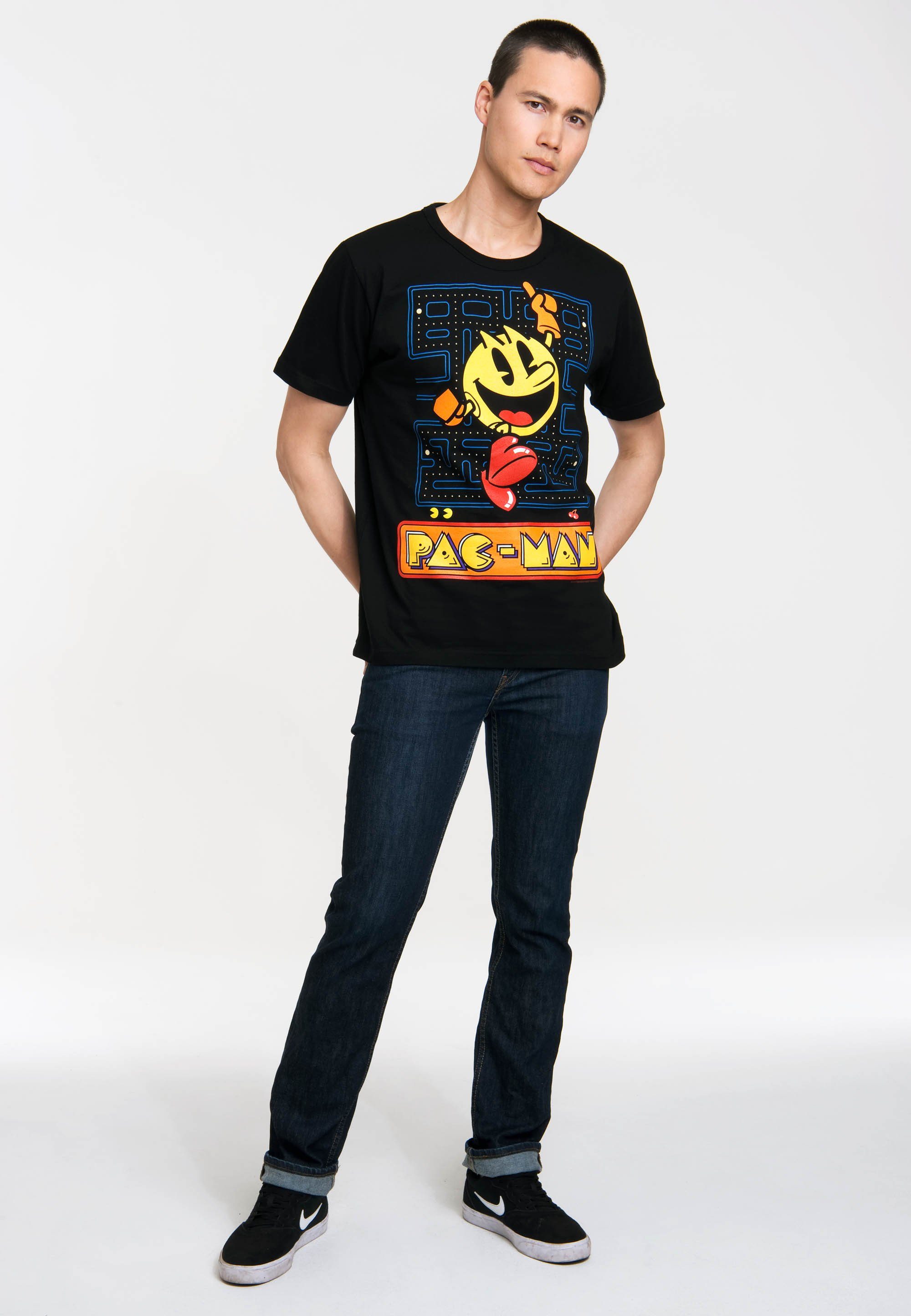 LOGOSHIRT T-Shirt Pac-Man - Jumping mit Pac Man-Print