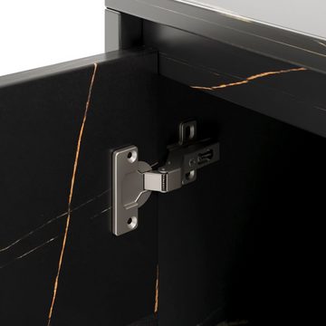 WISHDOR Sideboard Sideboard (Eleganter 148x40x70 cm, Großer 200x35x60 cm), modernem Schwarz-Gold-Design