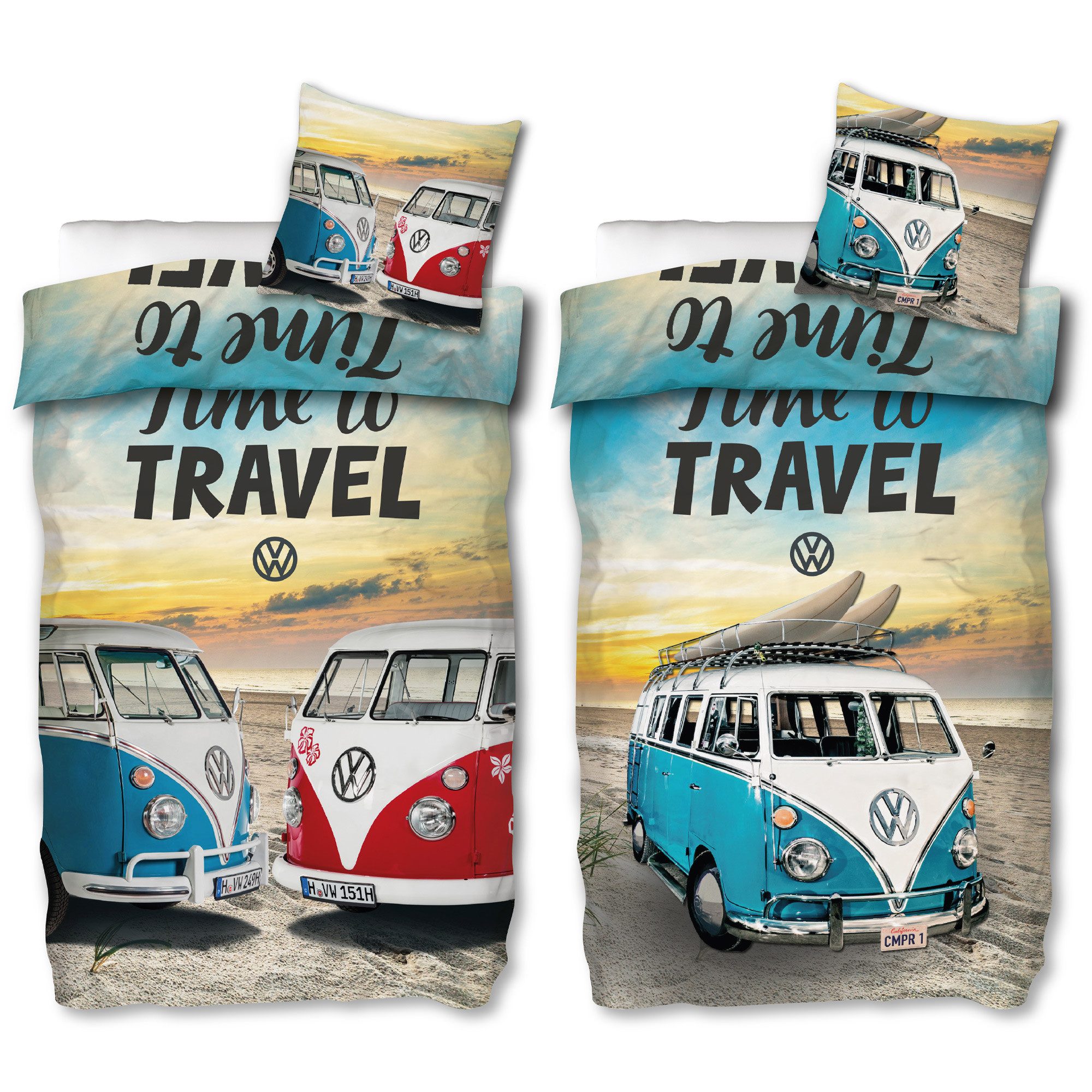 BERONAGE Wendebettwäsche VW Volkswagen Bulli Time To Travel Bettwäsche Lino günstig online kaufen