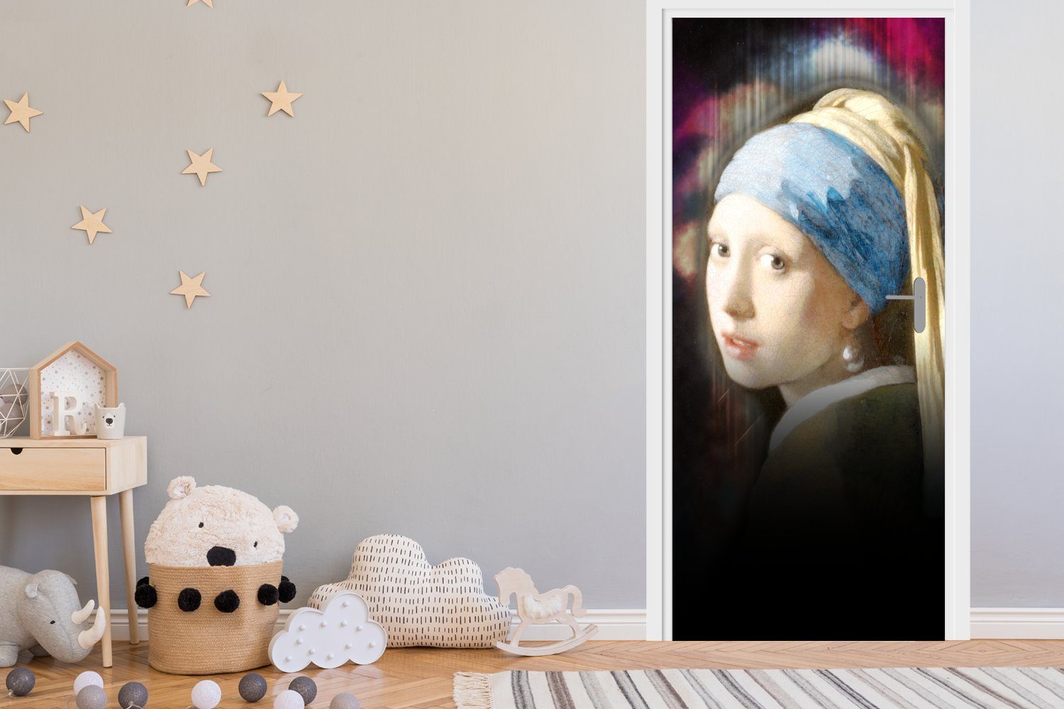 (1 Kunst Türaufkleber, - Regenbogen, cm für Tür, MuchoWow Matt, 75x205 St), Vermeer Fototapete Türtapete bedruckt, -