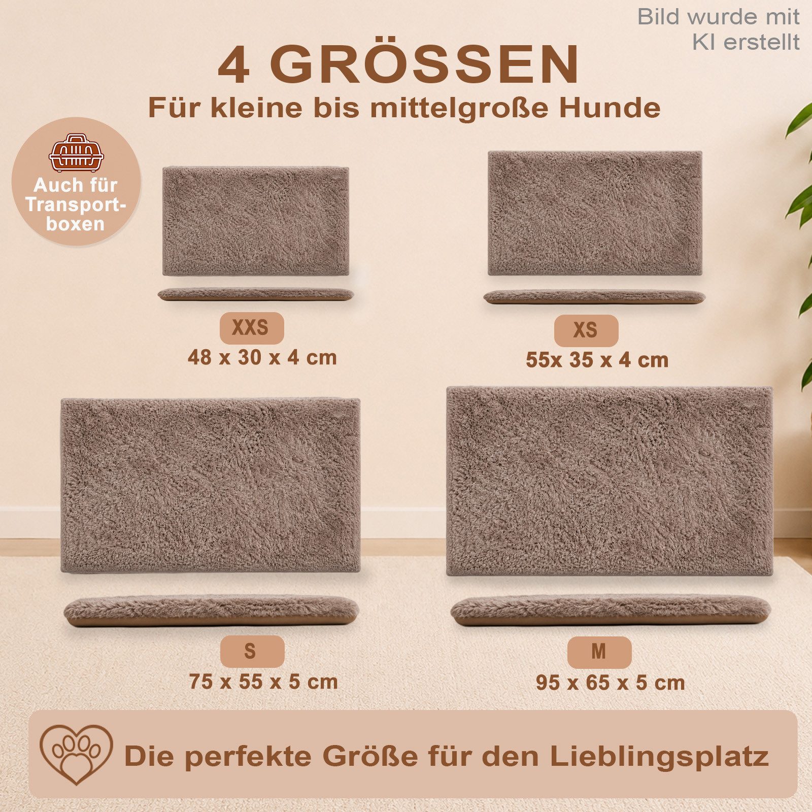 XiRRiX Pfotenliebling Tierdecke Hundedecke Flauschige Liegedecke Wärmend, aus weichem Hasen Fell Imitat, Farbe: braun/grau, Schutzdecke für Sofa, Körbchen, Auto – Bild 2 von 5