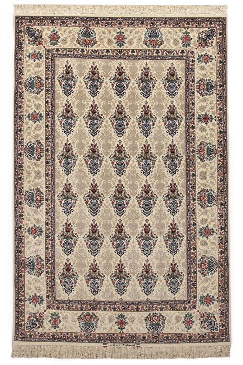 Orientteppich Isfahan Seidenkette 137x207 Handgeknüpfter Orientteppich, Nain Trading, rechteckig, Höhe: 6 mm