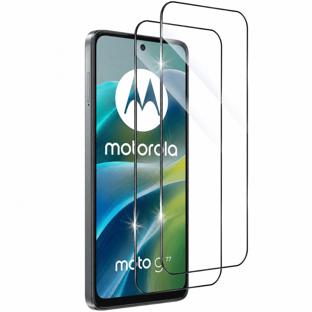 SmartUP Displayschutzglas 2X Schutzglas für Motorola Moto G77 Display Panzerfolie Full Screen 9H für Motorola Moto G77, 2 Stück, Rundumschutz, passgenaue Verarbeitung