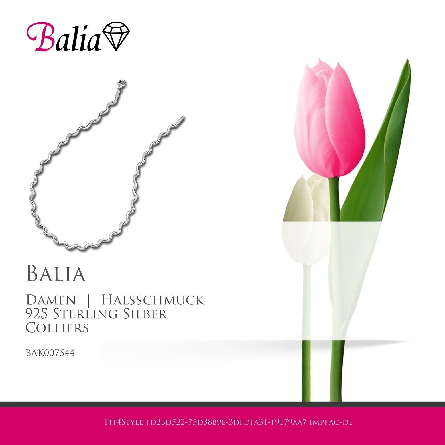 925 Welle Damen Sterling Colliers, Collier Collier Farbe: mattiert Balia Balia (Collier), Silber, für Damen silber Halsketten