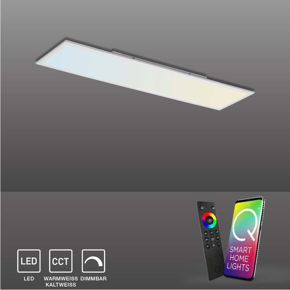 Paul Neuhaus Smarte LED-Leuchte LED Panel Deckenleuchte Q-FLAG Smart Home, Smart Home, CCT-Farbtemperaturregelung, Dimmfunktion, Memoryfunktion, mit Leuchtmittel, dimmbar warmweiß - kaltweiß Fernbedienung 120x30cm | Alle Lampen