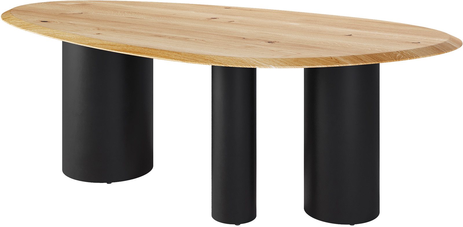 DELIFE Esstisch Edge, Oval Eiche Natur 220x120x2,5 Troa Metall Schwarz Flow-Edge