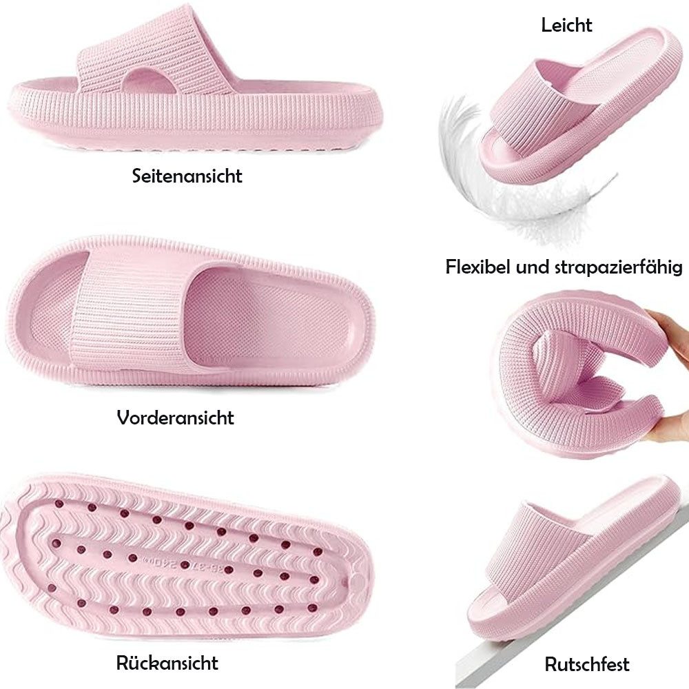 HoyoLee Hausschuhe EVA Super Weich Rutschfest Badeschuhe Schlappen Damen Rosa Hüttenschuhe Badeschuhe Herren Damen Slipper Schlappen Wolke rutschfeste Flip Flops