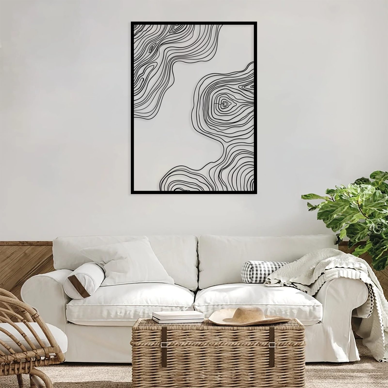 Jumpeak Wanddekoobjekt Dreidimensionale Wanddekoration mit Linien, minimalistisch abstrakt, Hergestellt aus Metall,Schwarz,weiß,Gold, Silber,3 Größe