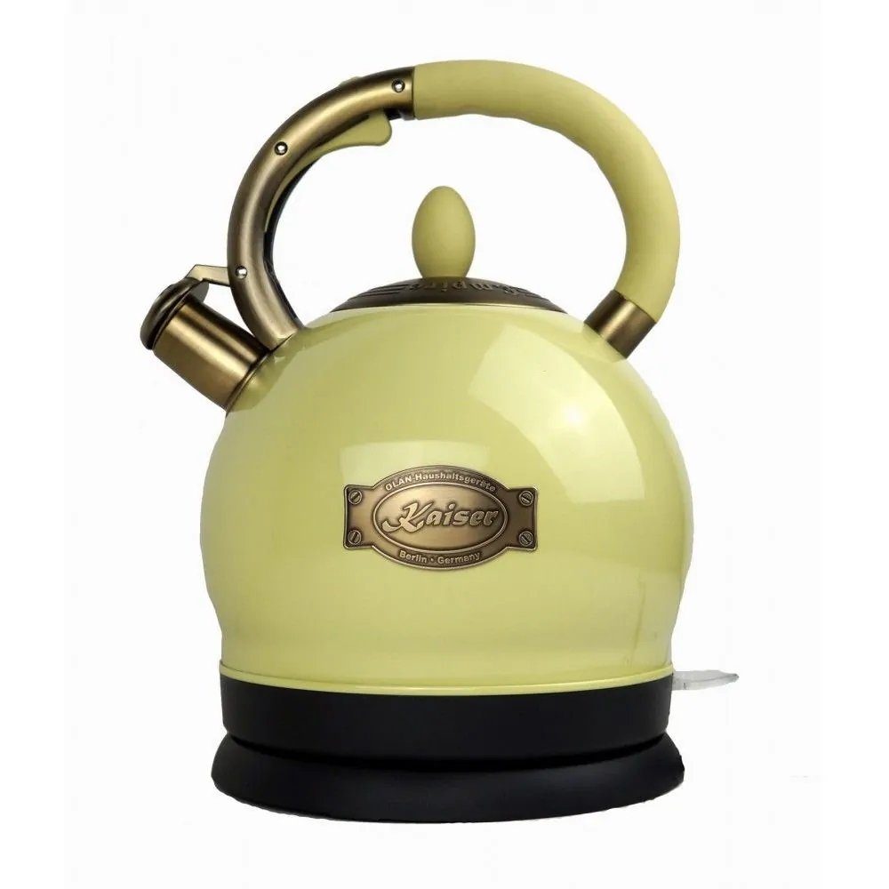 Kaiser Küchengeräte Backofen EG 6345 ElfEm+Wk 2000 ElfEm, mit 1-fach-Teleskopauszug, Retro Einbau Gasbackofen, Selbstreinigung, 67L +Retro Wasserkocher