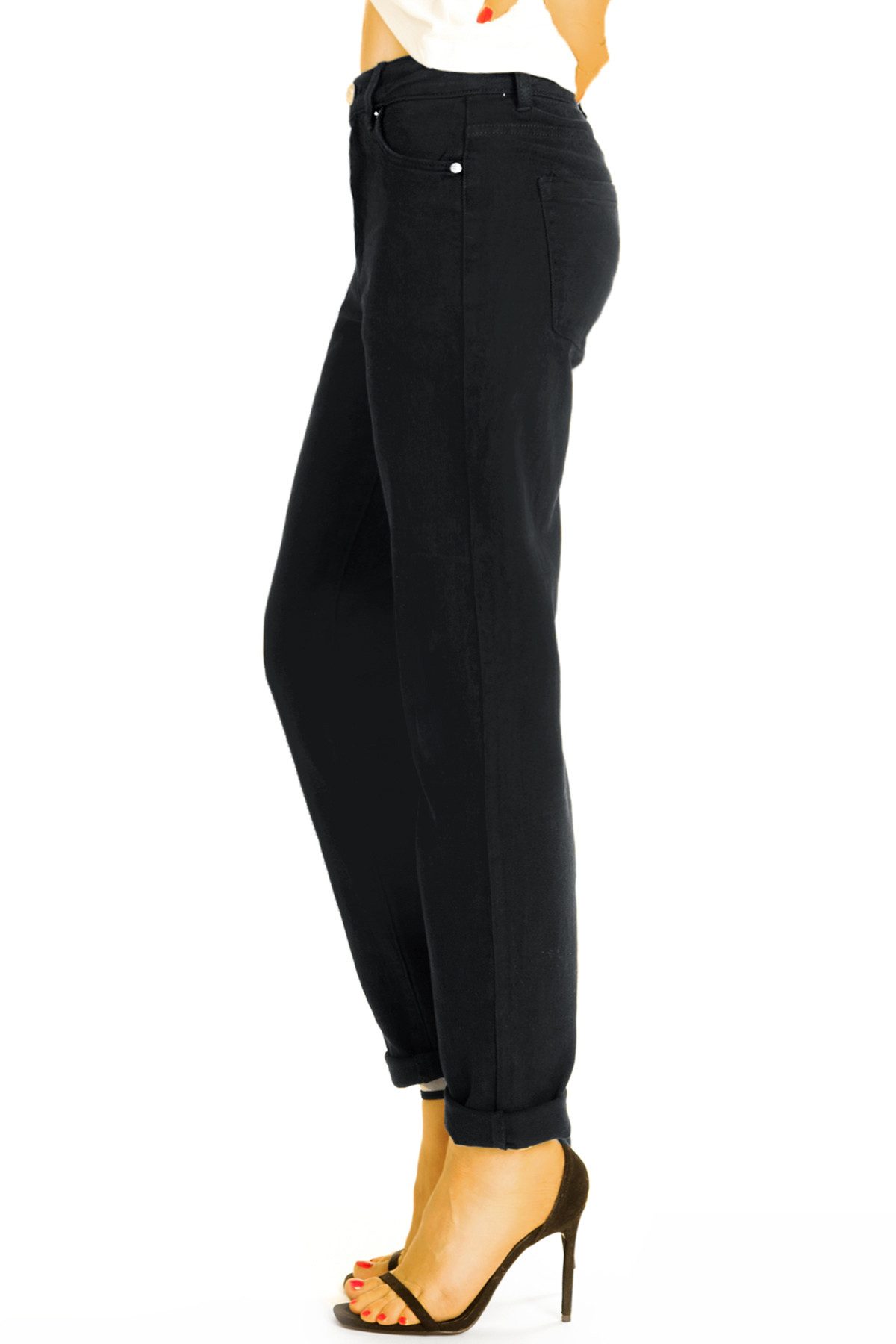 Mom-Jeans Mom fit Jeans schwarze medium waist Boyfriendhose – Damen – j42k