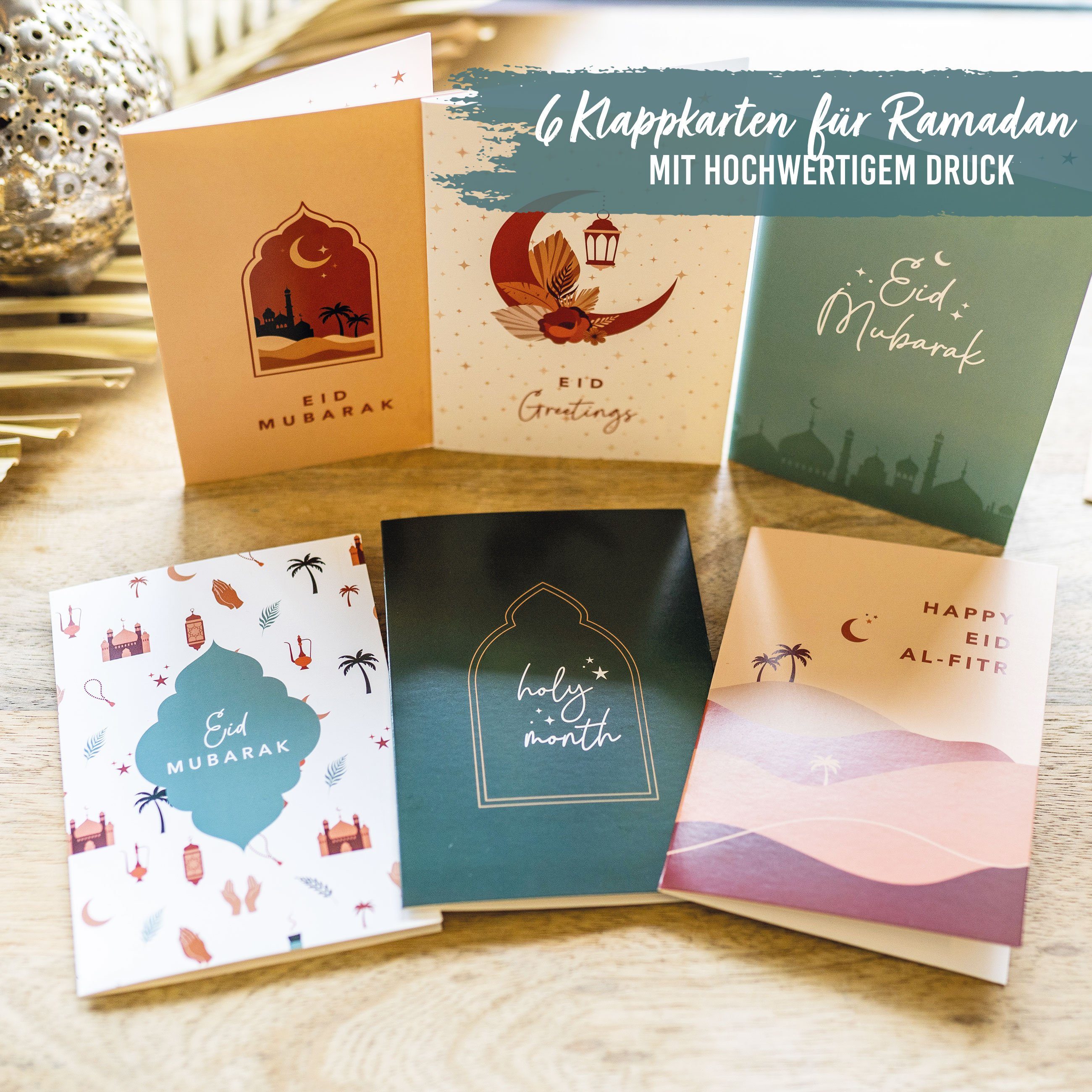 PAPIERDRACHEN Postkarte als Ramadan 6 Ramadan Umschlag, zu Stilvolles inklusive Klappkarten zu Design - Klappkarte