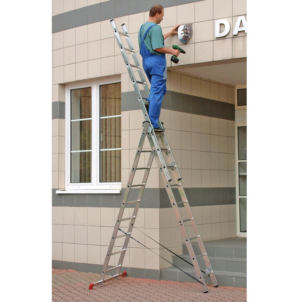BRB Storage Technology Multi-Purpose Ladder Aluminum Multi-Purpose Ladder with 3 x 9 Rungs, Very stable professional ladder for versatile applications