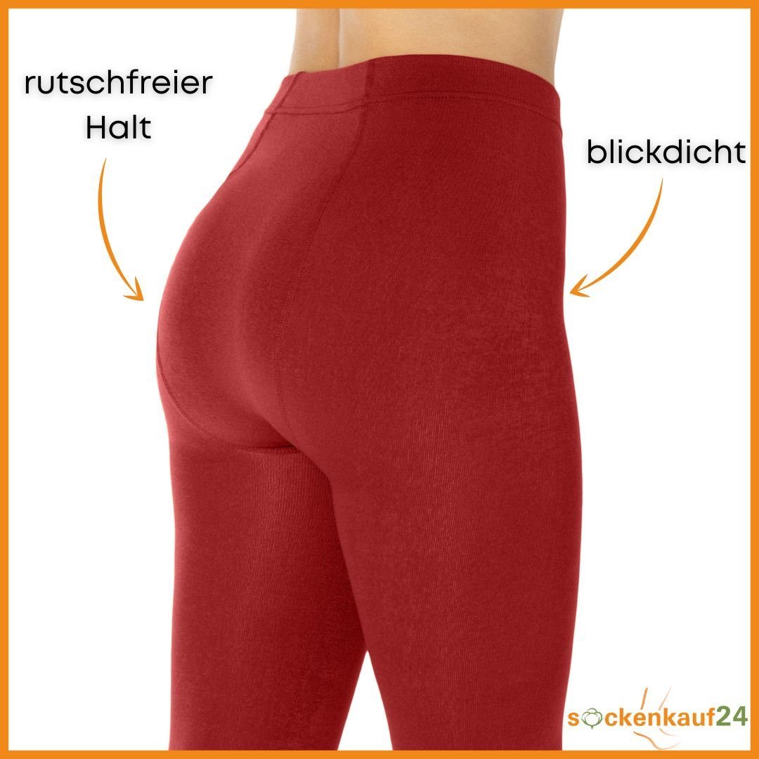 sockenkauf24 Thermostrumpfhose Damen Strumpfhose mit Innenfleece in 10 Farben (Rot 38-40) extra warm Winter Strumpfhose WP – Bild 3 von 5
