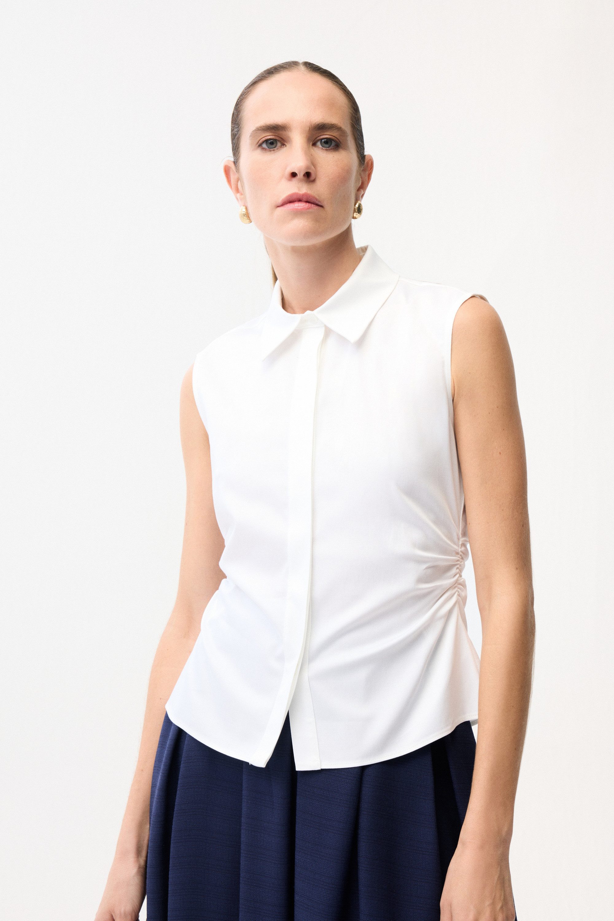 adL Kurzarmbluse Gerafftes ärmelloses Hemd