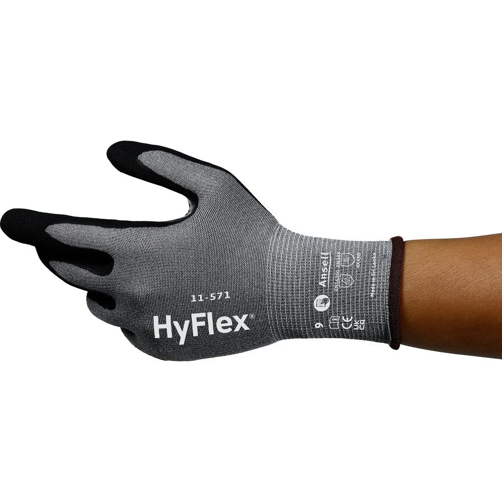 ANSELL Arbeitshandschuhe Ansell 11571R100-1P HyFlex Nitril Arbeitshandschuh Größe (Handschuhe):