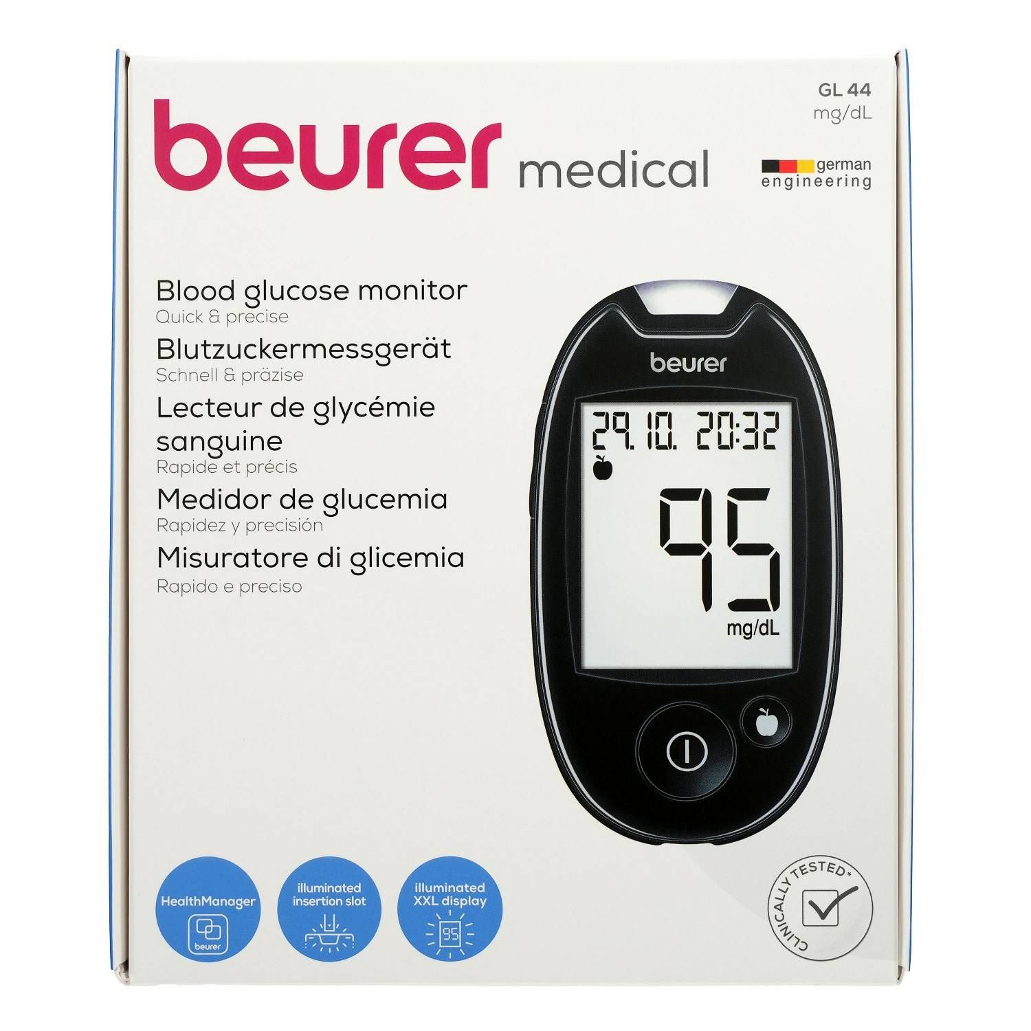 BEURER Blutzuckermessgerät BEURER GL44 Blutzuckermessgerät mg/dl, 1 St