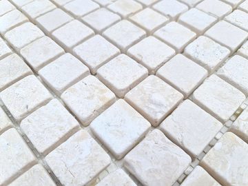 Mosani Bodenfliese Marmor Mosaik Steine weiß creme Fliesenspiegel Bad WC