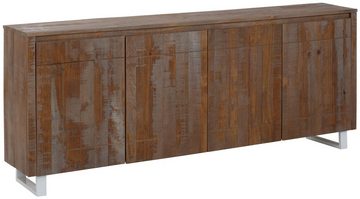 Home affaire Sideboard Lagos, aus schönem massivem Kiefernholz, mit weiß lackiertem Beingestell