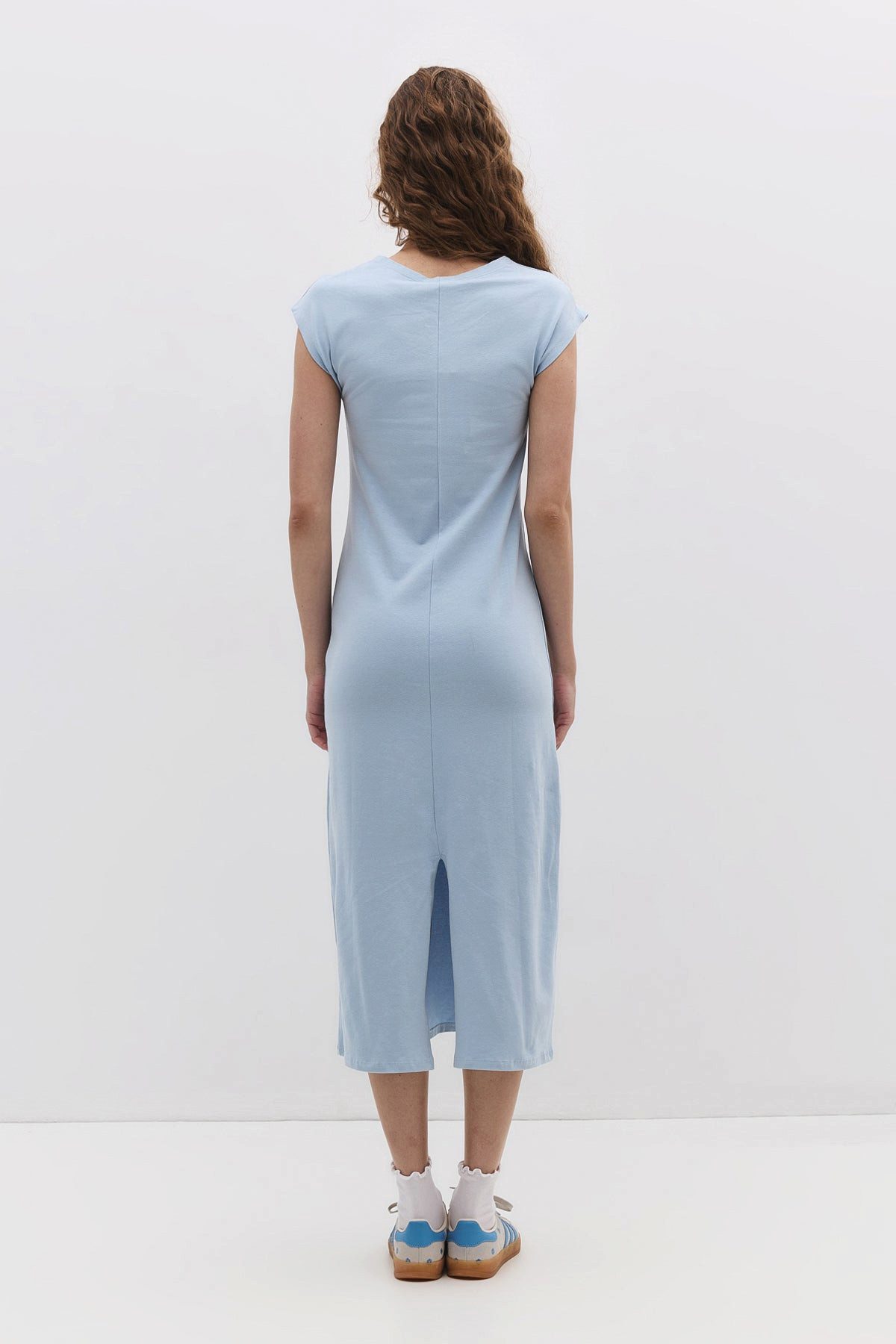 No Matter What Maxikleid Einfaches Baumwollkleid mit Schlitz