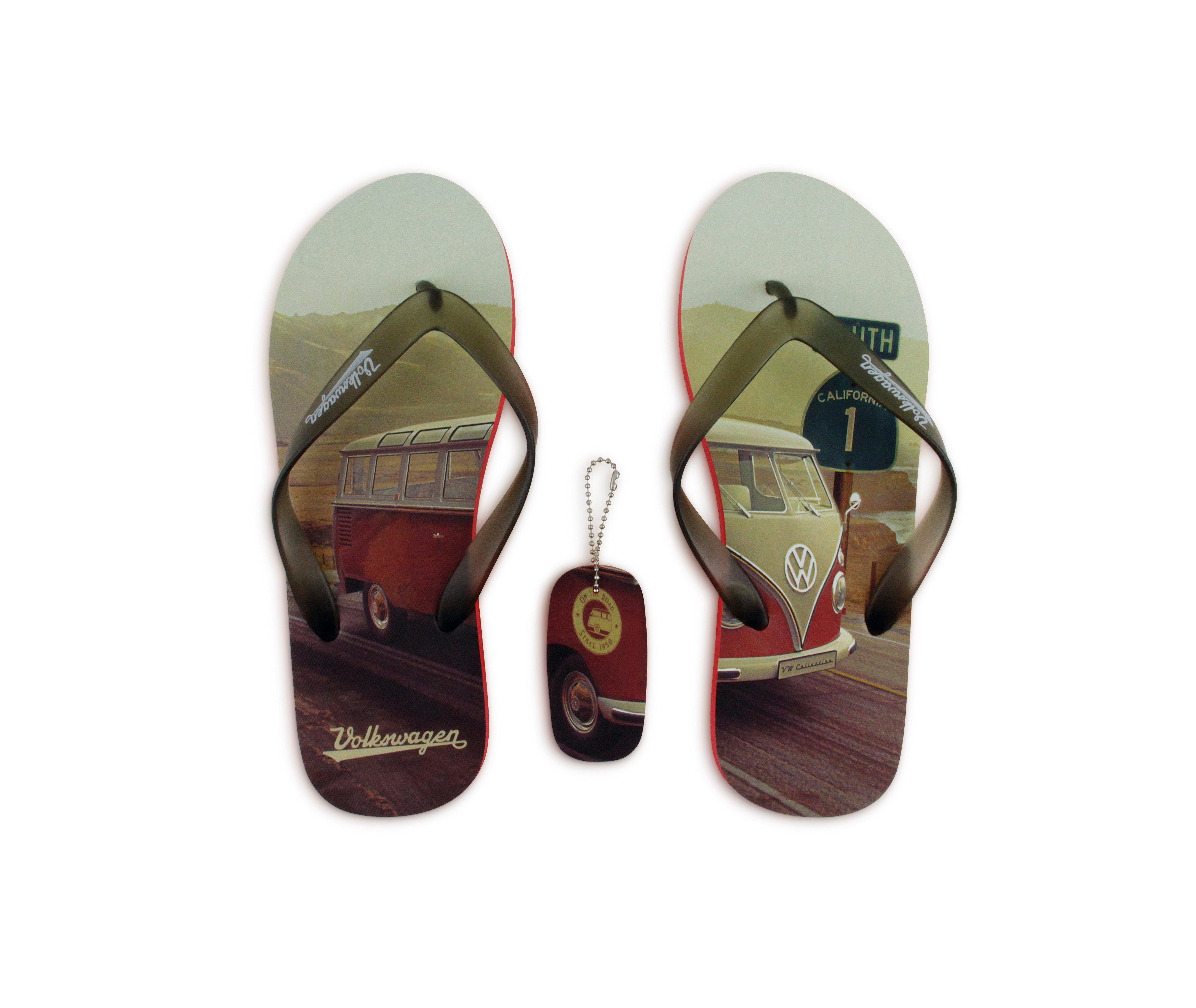 VW Collection by BRISA Volkswagen Sandalen mit T1 Bulli Bus Motiv Zehentren günstig online kaufen