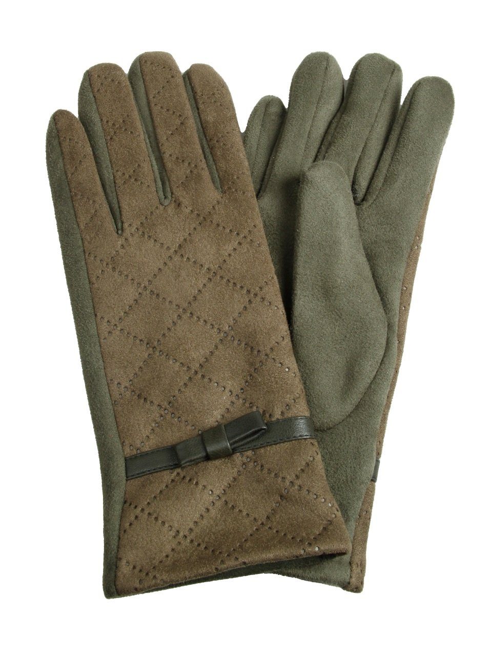 Capelli New York Strickhandschuhe Damen Wildleder Handschuhe olivengrün
