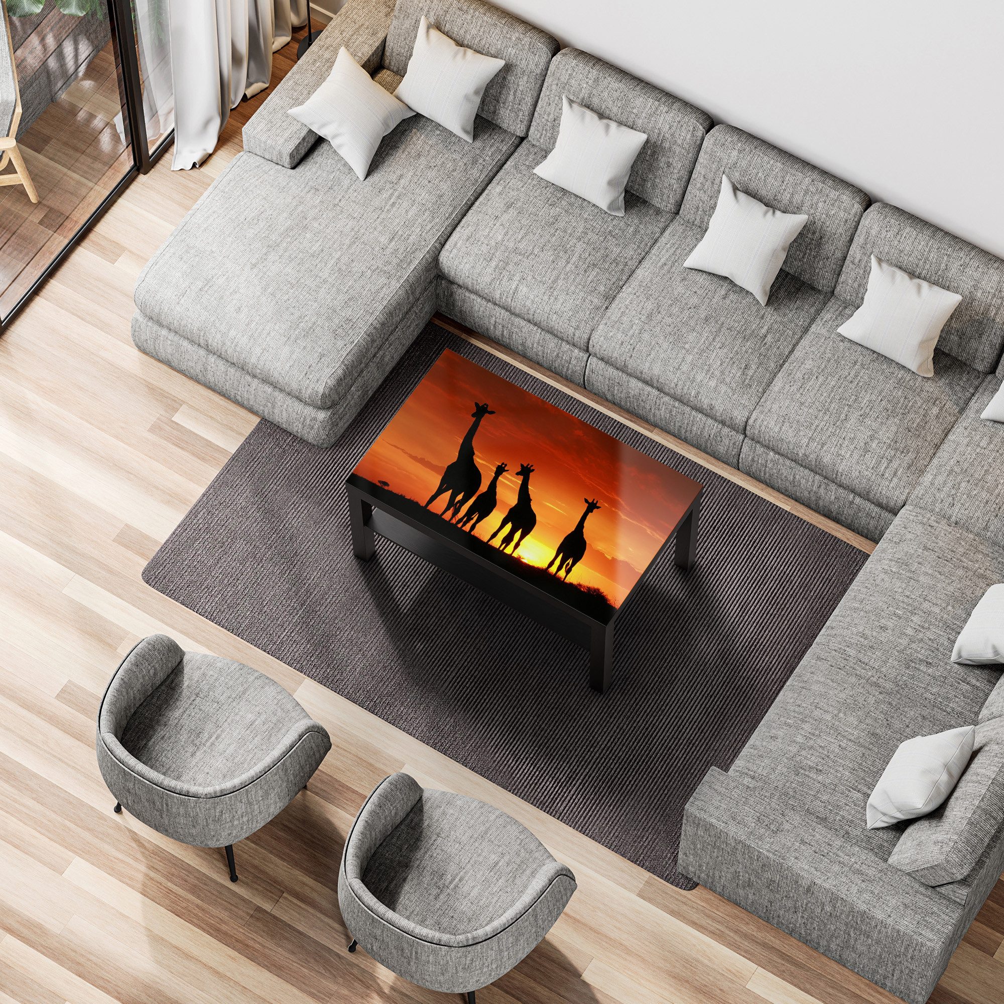 DEQORI Couchtisch 'Abend in der Savanne', Glas Beistelltisch Glastisch modern