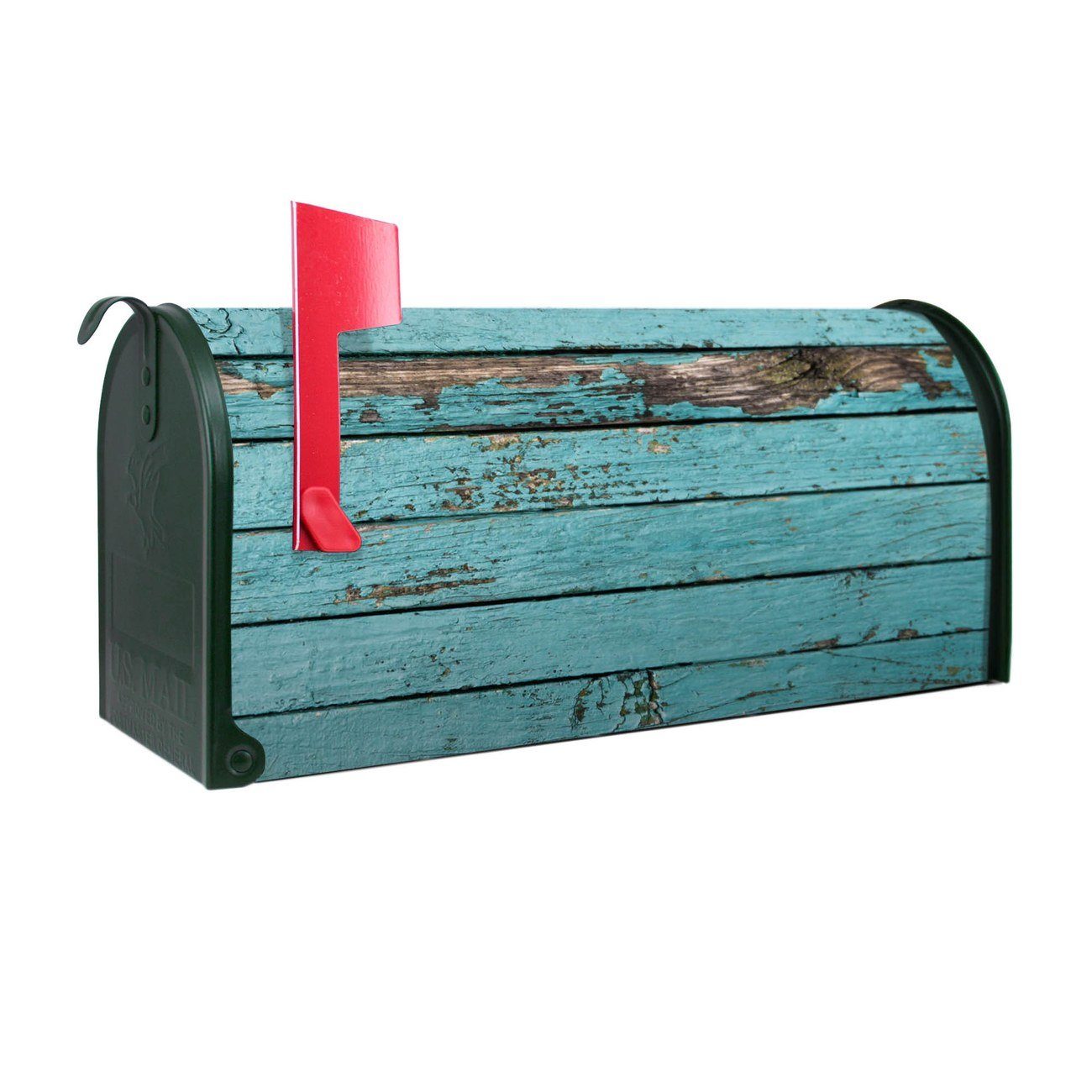 banjado Amerikanischer Briefkasten Mailbox Blaue Holzlatten (Amerikanischer Briefkasten, original aus Mississippi USA), 22 x 17 x 51 cm grün | Briefkästen