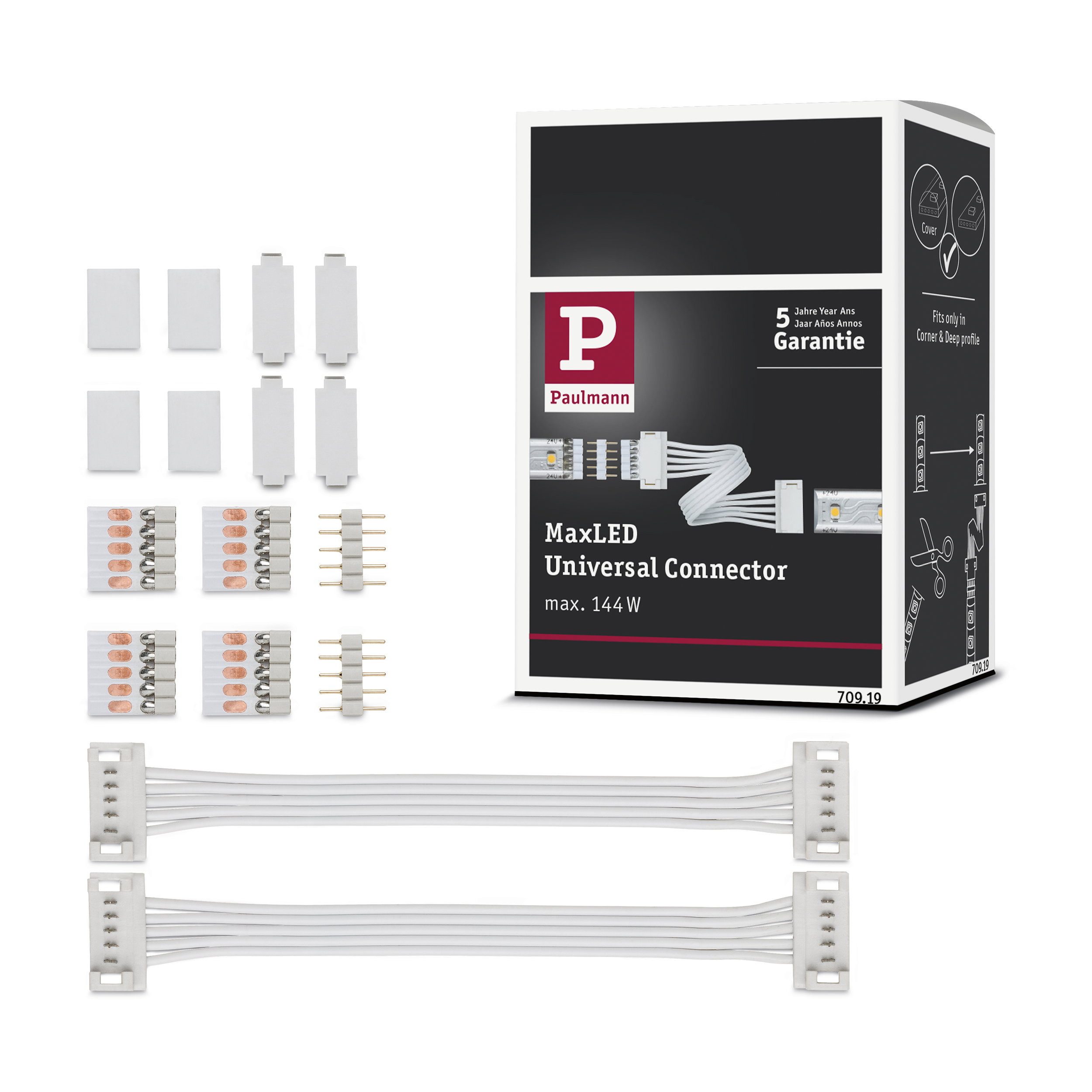 Paulmann MaxLED Zubehör Verbinder 2er-Set Universal-Verbinder Weiß Lampen-Verbindungskabel