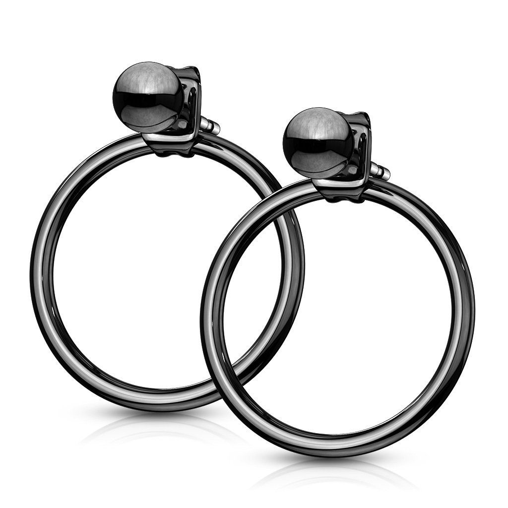 BUNGSA Ohrstecker-Set Ohrstecker Paar aus 16mm am Verschluss Damen Ohrringe (1 (2 2-tlg), Ohrschmuck mit Ring Stück), Edelstahl