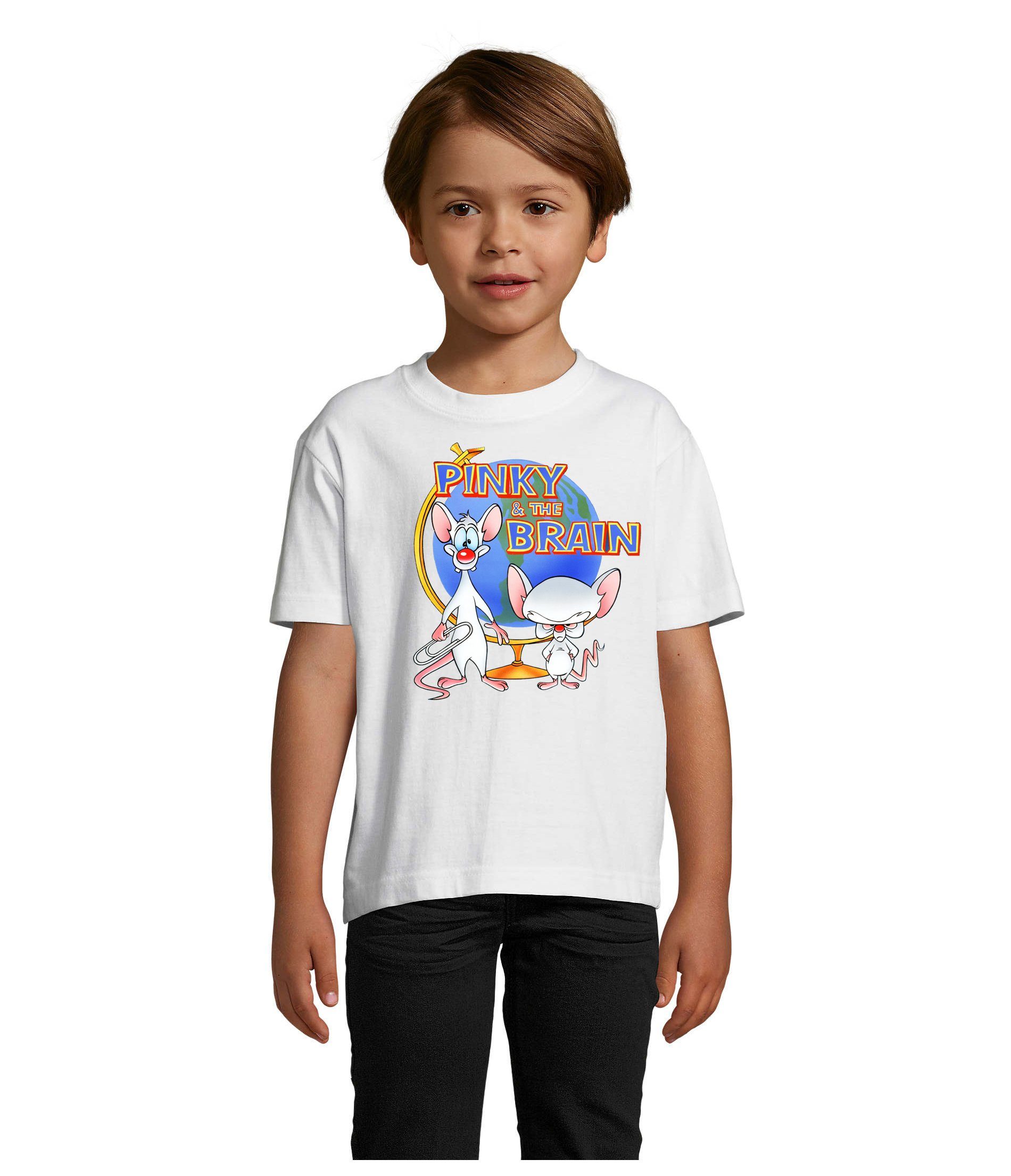 T-Shirt Brain and Comic Brownie Weltherrschaft Weiss & the Pinky Kinder Cartoon Blondie