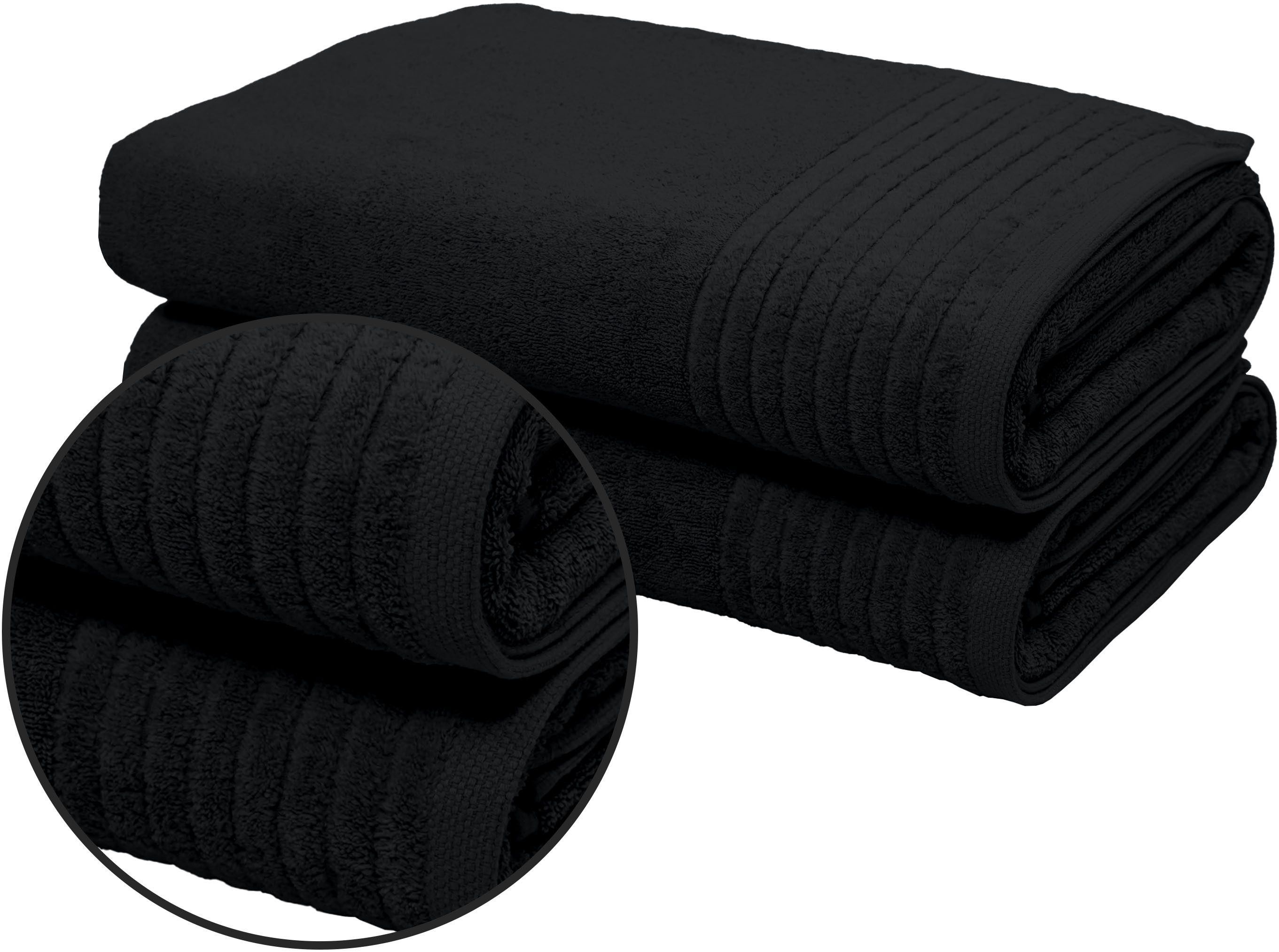 OTTO home Saunatuch Sanremo Premium, Premium Handtücher, 600 gr/m², 80x200cm, Frottier (Set, 2-St), Bordüre, einfarbig, flauschig, weich, dicke Qualität, 5 Jahre Garantie