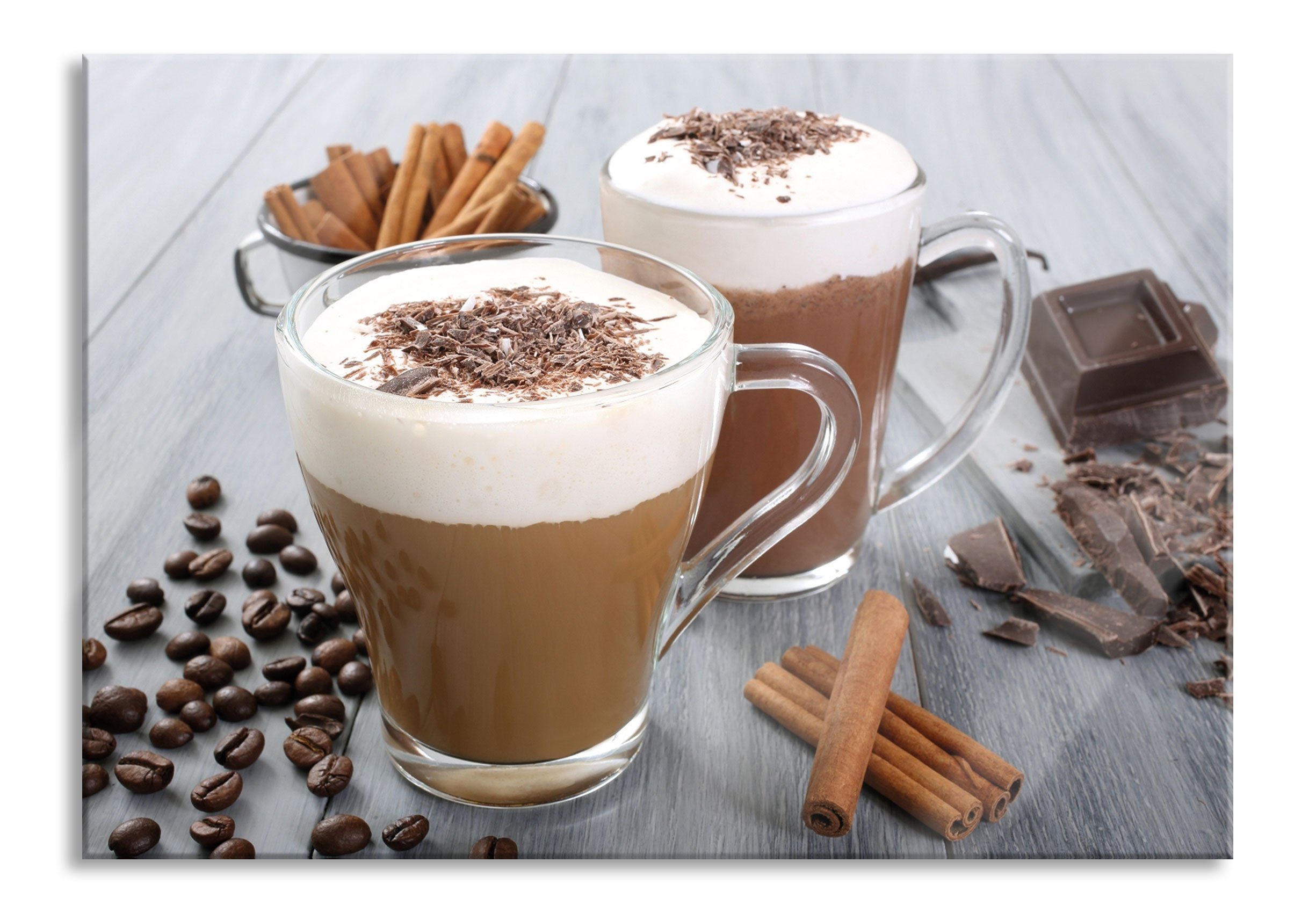 Pixxprint Glasbild Schokolade und Kaffee, Schokolade und Kaffee (1 St), Glasbild aus Echtglas, inkl. Aufhängungen und Abstandshalter