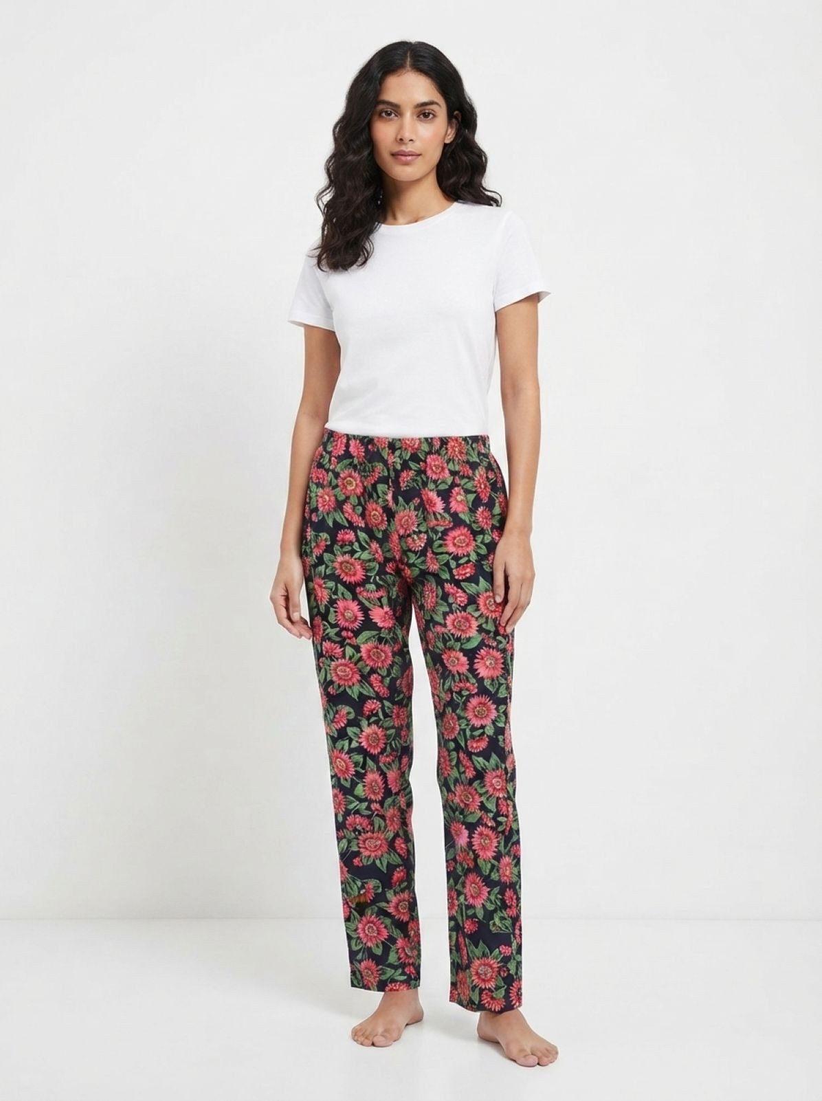 PfauGermany Pyjamahose Pink Flower Freizeithose