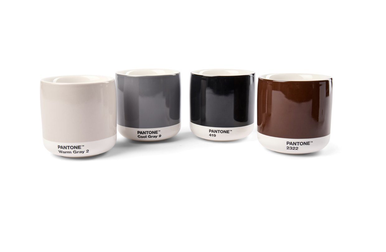PANTONE Kaffeeservice, Porzellan Latte Macchiato Thermobecher 4er-Set. 220 ml