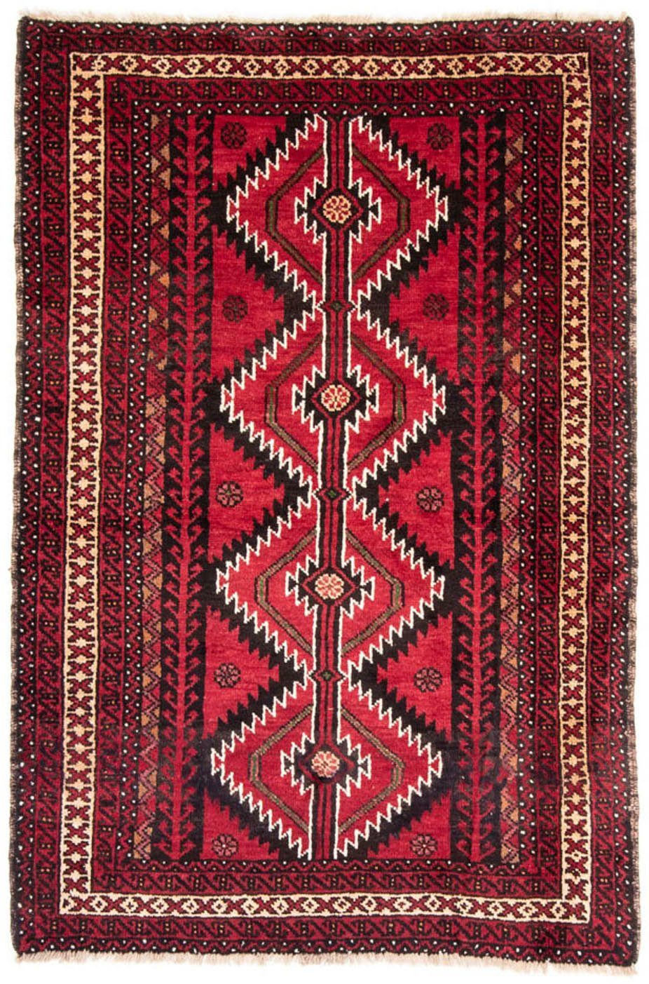 x Belutsch Wollteppich 124 morgenland, Höhe: mm, Multicolore rechteckig, Handgeknüpft Medaillon 8 cm, 190
