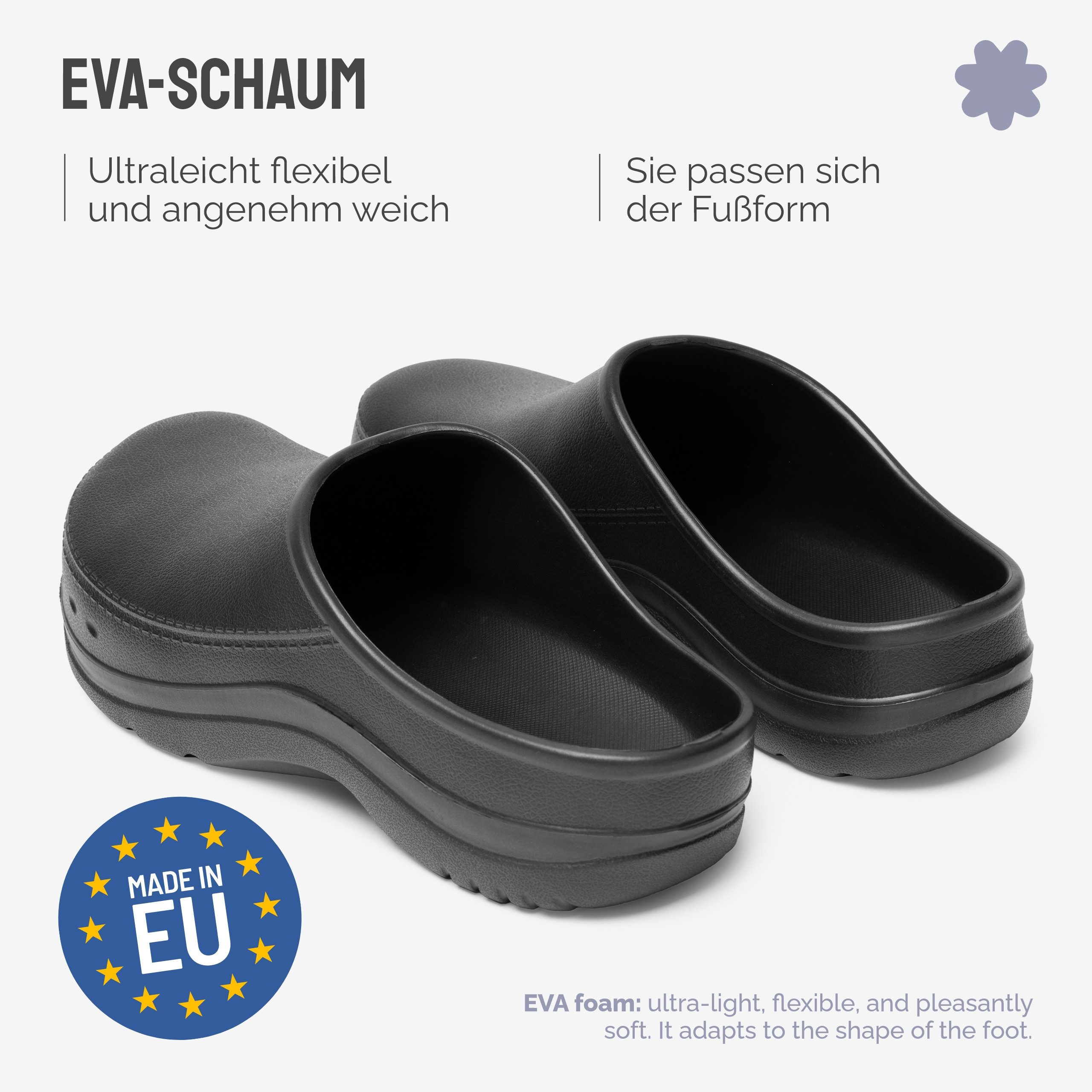 Ladeheid Gartenclogs für Herren Ultraleicht EVA Gartenschuhe LA-CA-24 Clog (40 EU, Schwarz) Wasserdicht & Flexibel – Bild 2 von 5