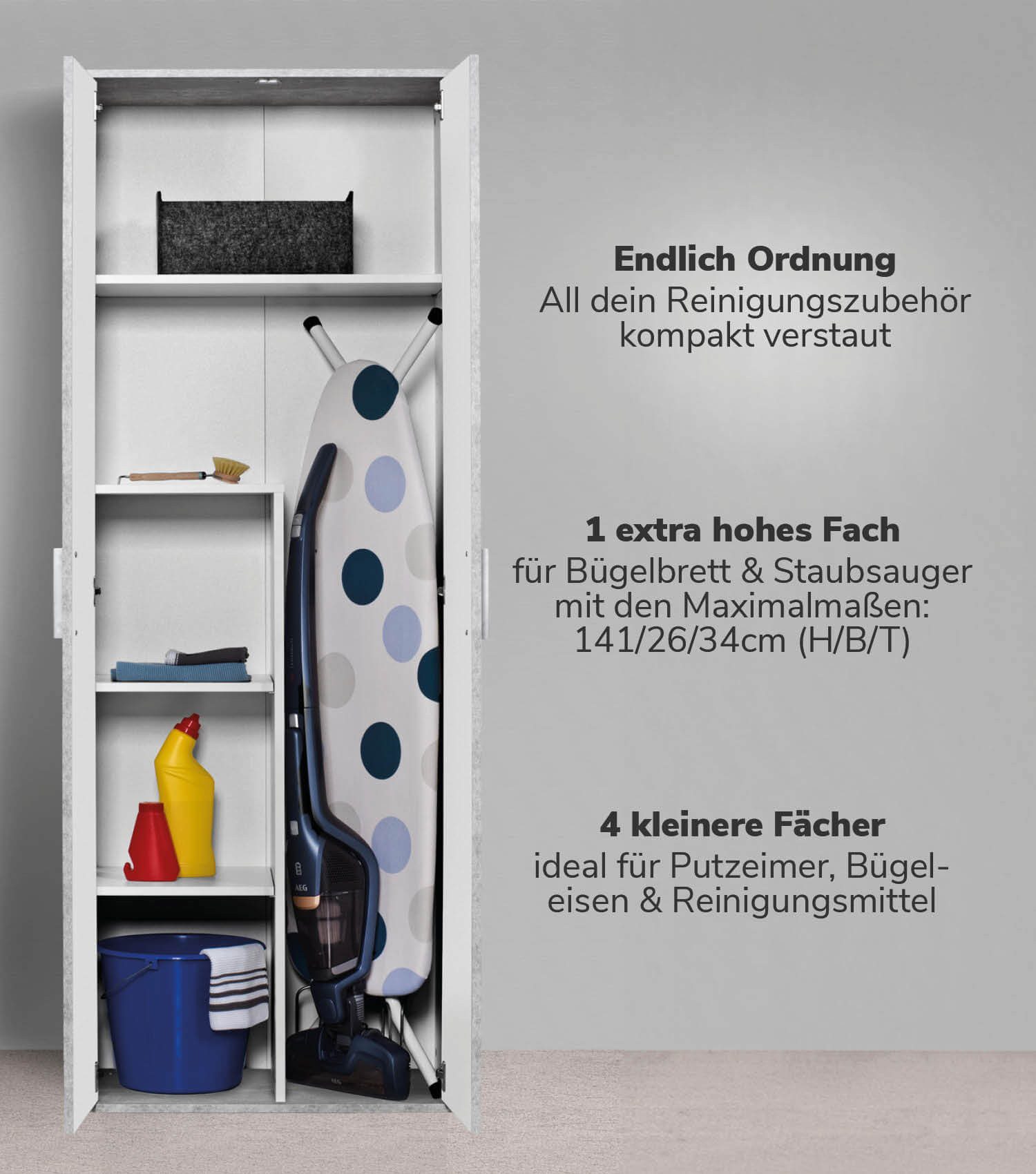 mokebo Besenschrank in Grau Der Lange Haushaltsschrank Putzschrank oder Meh günstig online kaufen