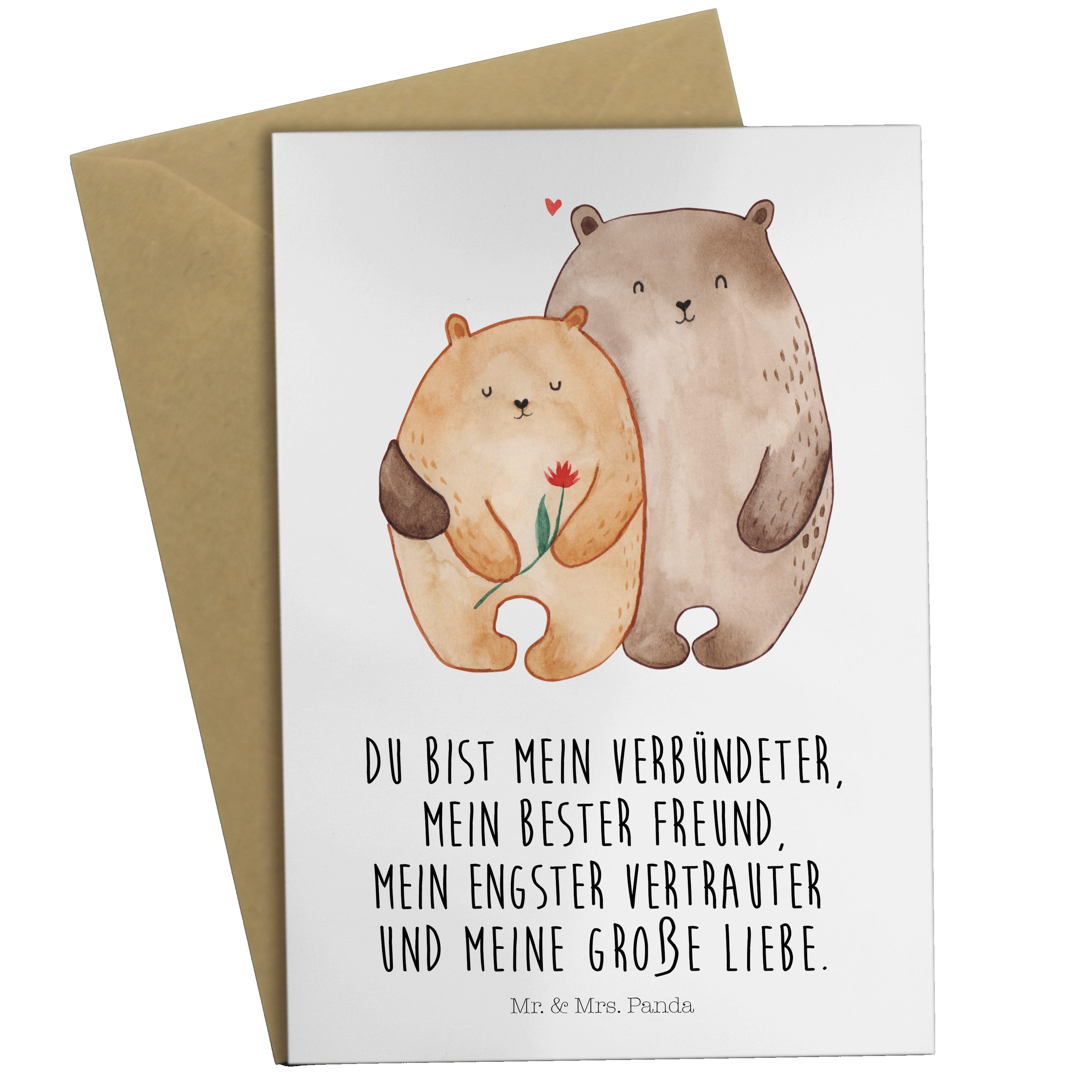 Mr. & Mrs. Panda Grußkarte Umarmen, Klap - Verlobt, - Geschenk, Bären Weiß Liebe Hochzeitskarte