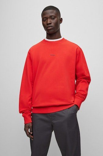HUGO BOSS ORANGE Sweater Wefade (1-tlg) mit seitlichen Rippeinsätzen bright red