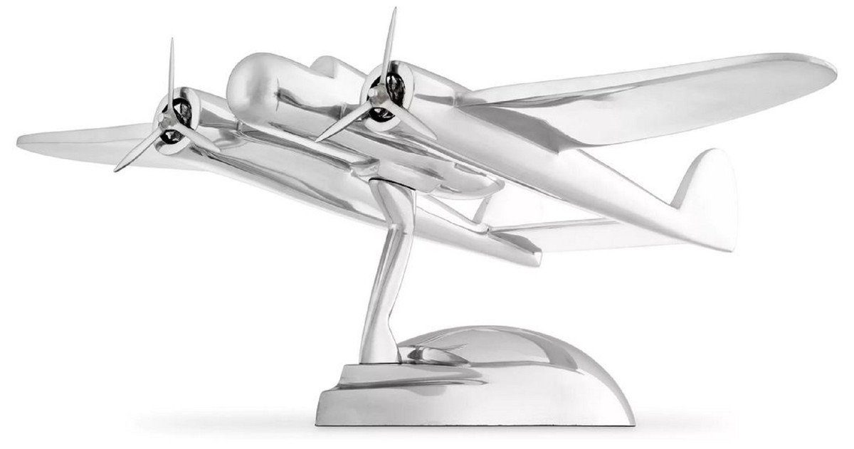 Silber - Modellflugzeug H. mit Luxus cm 23 Wohnzimmer Deko Accessoires x Padrino - Luxus - Deko 36 Schreibtisch x Aluminium Dekoobjekt Flugzeug Casa Deko Ständer 60 - Deko