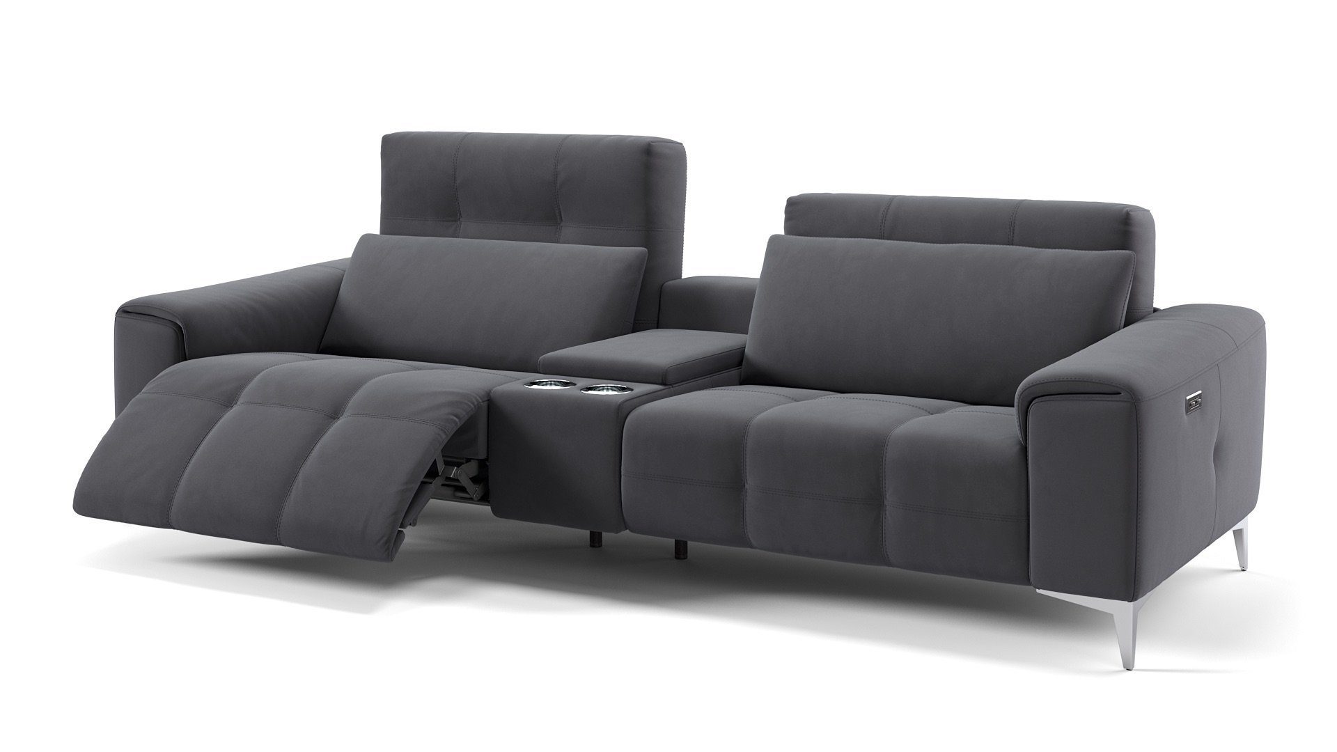 M: x Dunkelgrau 2-Sitzer 234 cm SALENTO Kinosofa Stoff Sofa Sofanella 100 in